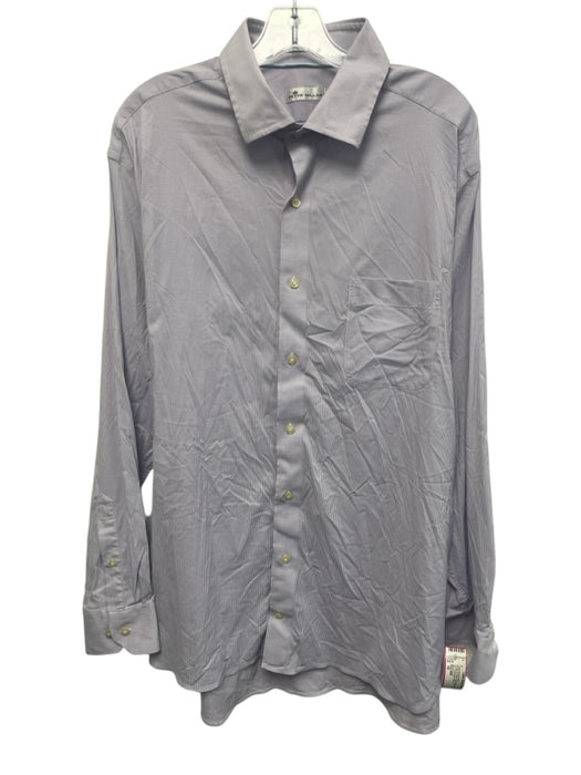 Peter Millar Size 18 Purple & White Synthetic Plaid Button Up Long Sleeve Shirt Purple & White / 18