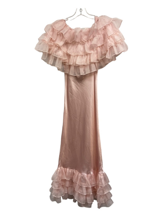 Rodarte Size 0 Light Pink Silk Ruffle Detail Flower Maxi Dress Light Pink / 0