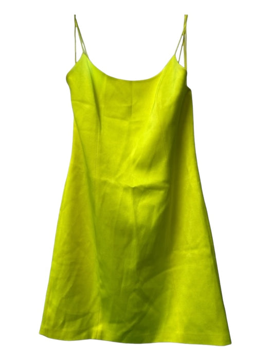 Alice + Olivia Size 4 Highlighter Yellow Triacetate Square Neck Sleeveless Dress Highlighter Yellow / 4