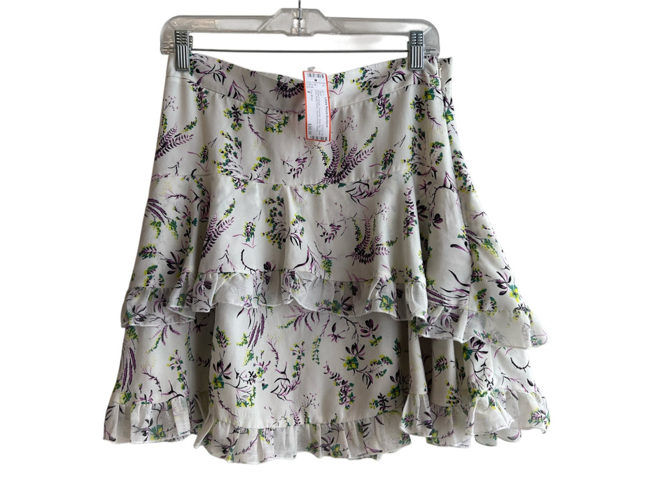 Top Shop Size 8 White & Purple Polyester Side Zip Floral Print Above Knee Skirt White & Purple / 8