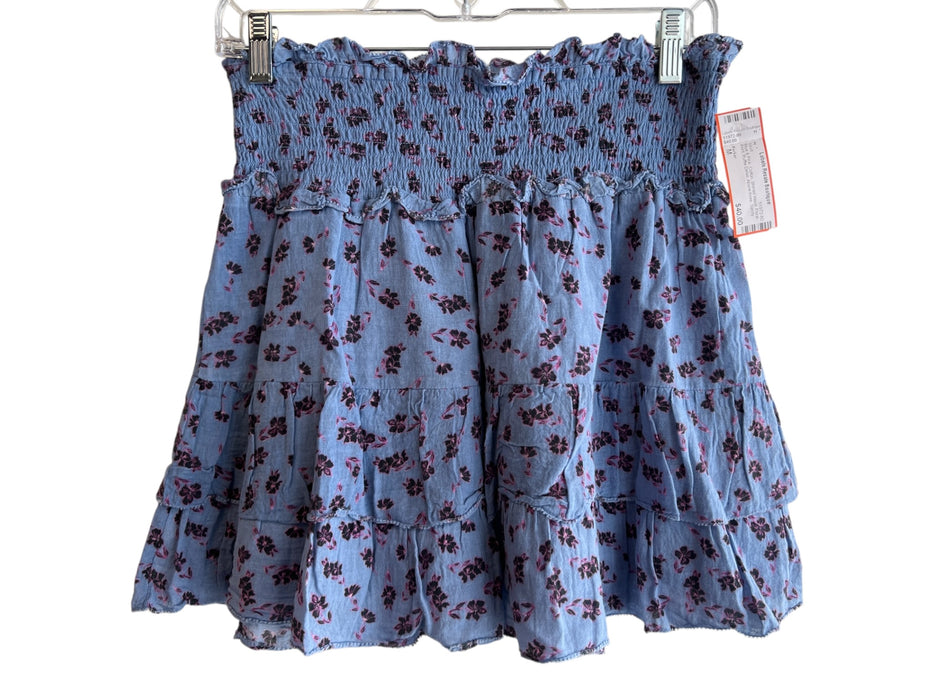 Parker Size M Blue & Pink Cotton Shirred Waist Floral Print Ruffle Detail Skirt Blue & Pink / M