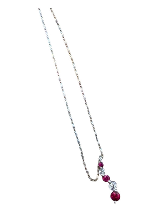 Silver & Red White Gold Precious Stone Necklace Silver & Red