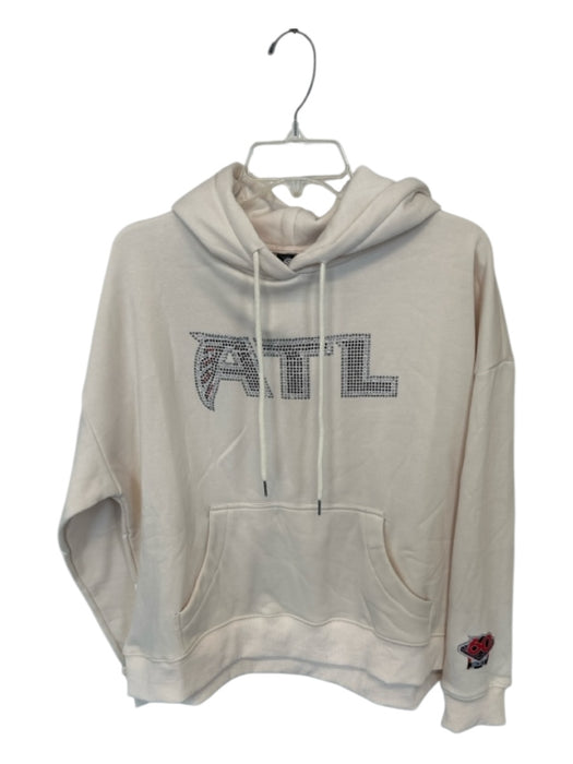 Falcons Size 2XL Cream & Silver Cotton Blend Rhinestone Athletic Hoodie Cream & Silver / 2XL