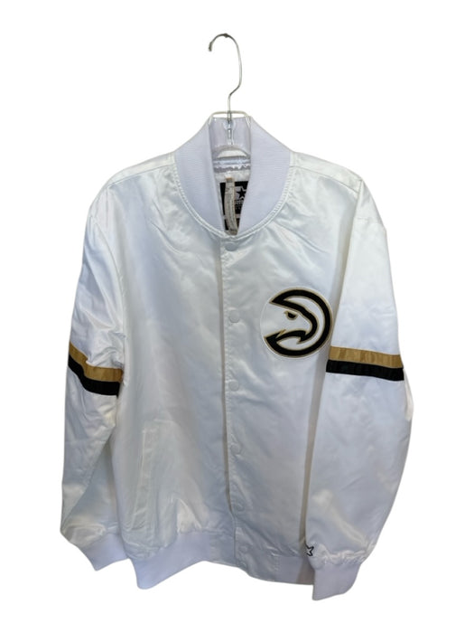 Starter NWT Size L White & Black Polyester Atlanta Hawks Snap Buttons Jacket White & Black / L