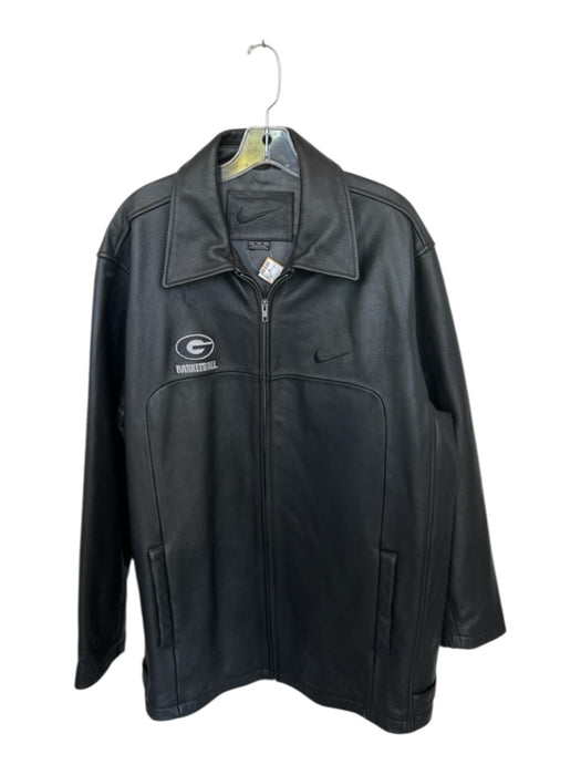 Nike Black Leather UGA Long Sleeve Full Zip Men's Coat Black / XL