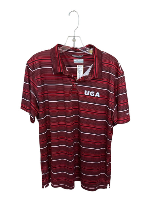 Columbia Size L Red & Black Polyester UGA Striped Athletic Men's Polo Red & Black / L