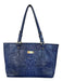 Brahmin Blue Leather Croc Embossed Top Handles GHW Zip Close Bag Blue / L