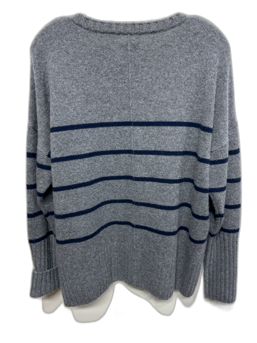 Not Monday Size M Grey Cashmere Long Sleeve V Neck Stripe Sweater Grey / M