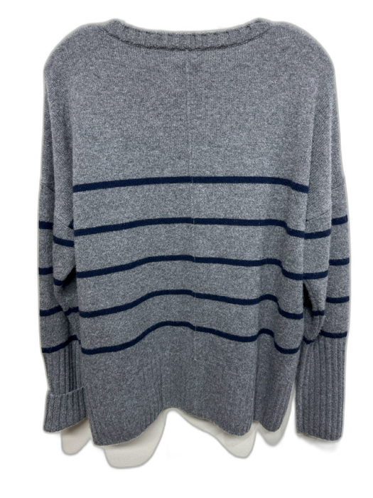 Not Monday Size M Grey Cashmere Long Sleeve V Neck Stripe Sweater Grey / M