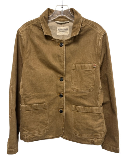 Wies Made Size M Brown Cotton Long Sleeve Button Up Pockets Work Jacket Brown / M