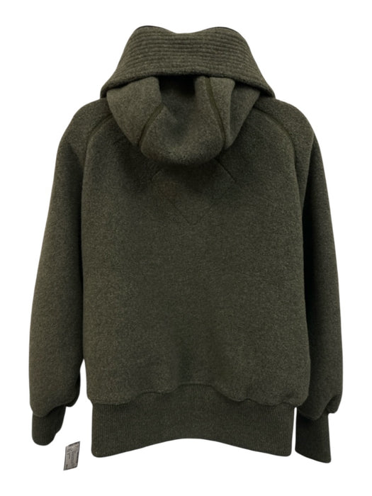 Canada Goose Size M Dark Green Wool Blend Hood Zip Up Zip Pocket Fleece Jacket Dark Green / M