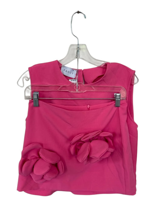 Fancy Size S Pink Polyester Flower Detail Mini Tank Skirt Set Pink / S