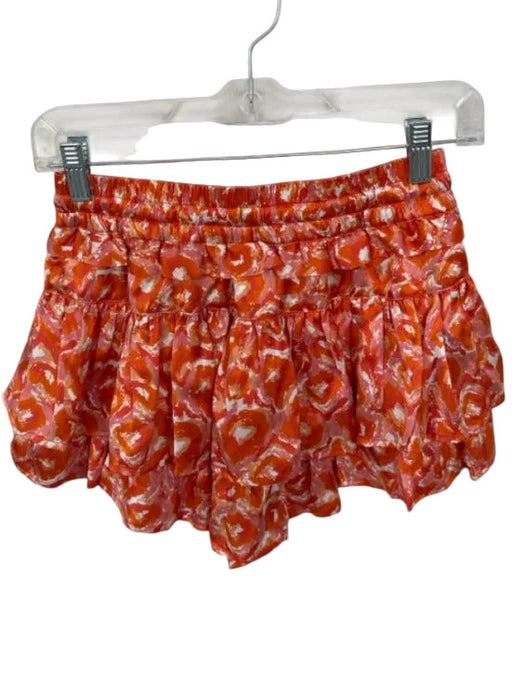 Shug! Size S Orange Polyester Ruffle String Waistband Shorts Orange / S