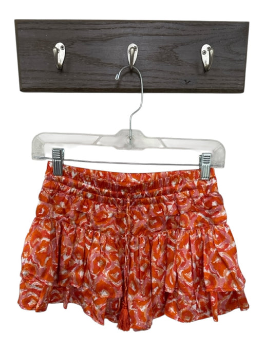 Shug! Size S Orange Polyester Ruffle String Waistband Shorts Orange / S