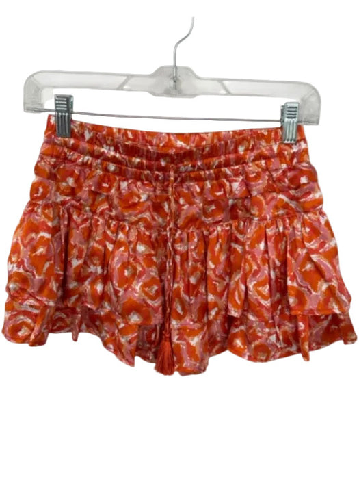 Shug! Size S Orange Polyester Ruffle String Waistband Shorts Orange / S
