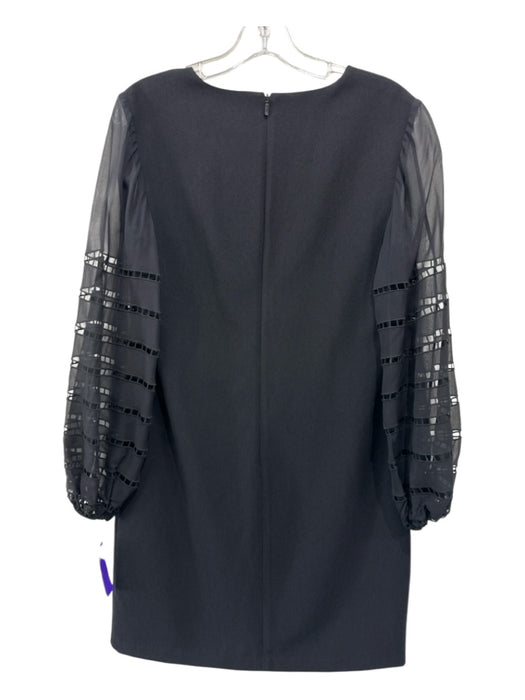 Trina Turk Size 4 Black Polyester Tie Neck Square Cut Out Back Zip Dress Black / 4