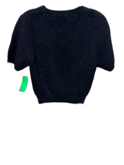 Bishop + Young Size XS Black Nylon Blend Gold hardware Short Sleeve Knit Top Black / XS