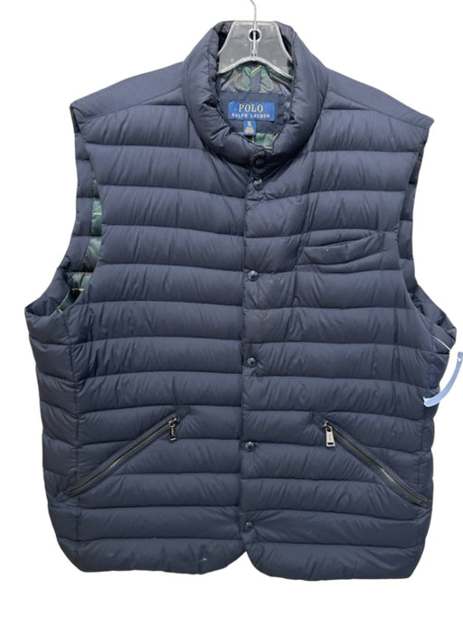 Polo AS IS Size XL Navy Blue Nylon Solid Puffer Men's Vest Navy Blue / XL