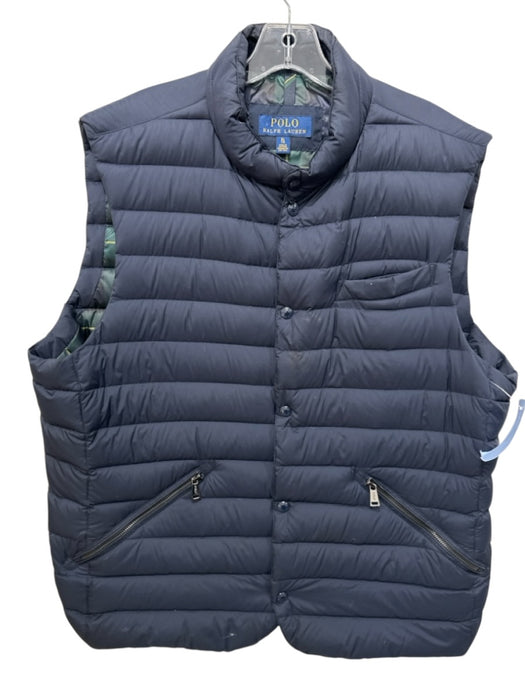 Polo AS IS Size XL Navy Blue Nylon Solid Puffer Men's Vest Navy Blue / XL