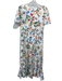 LaRoque Size Medium White & Multi Short Sleeve Floral Maxi godet hem Dress White & Multi / Medium