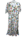 LaRoque Size Medium White & Multi Short Sleeve Floral Maxi godet hem Dress White & Multi / Medium