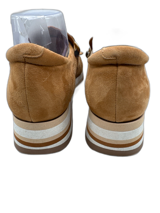 Softwaves Shoe Size 38.5 Brown & White Leather Perforated Slip On Platform Shoes Brown & White / 38.5