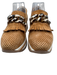 Softwaves Shoe Size 38.5 Brown & White Leather Perforated Slip On Platform Shoes Brown & White / 38.5