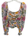 ASTR Size XS Pink, Green, Blue Polyester Ruched Floral Puff Shoulder Top Pink, Green, Blue / XS