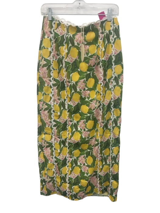 Here Comes The Sun Size S White, Green, Yellow Cotton & Polyester Maxi Skirt Set White, Green, Yellow / S