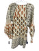 Marea Size S Cream & Multi Cotton Scalloped Long Sleeve Floral Button up Dress Cream & Multi / S