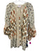 Marea Size S Cream & Multi Cotton Scalloped Long Sleeve Floral Button up Dress Cream & Multi / S