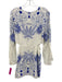 Z Supply Size S White & Blue Rayon Blend Long Sleeve All Over Print Midi Dress White & Blue / S