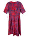 Tuckernuck Size S Red & Purple Polyester & Rayon 1/2 Sleeve All Over Print Dress Red & Purple / S