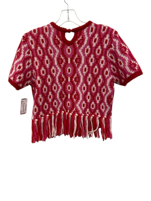 Hyacinth House Size S Pink, Red, White Acrylic & Wool Knit Short Sleeve Top Pink, Red, White / S