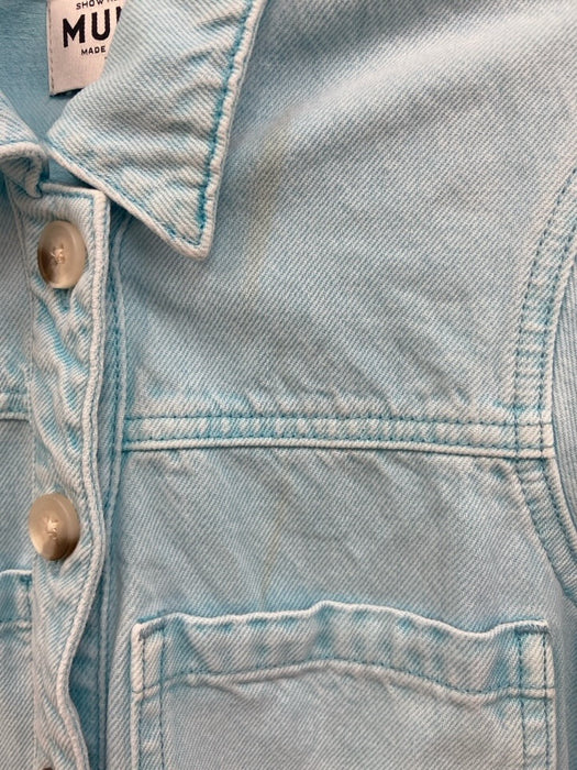 Show Me Your Mumu Size XS Light Blue Cotton Collar Button Up Jumper Light Blue / XS