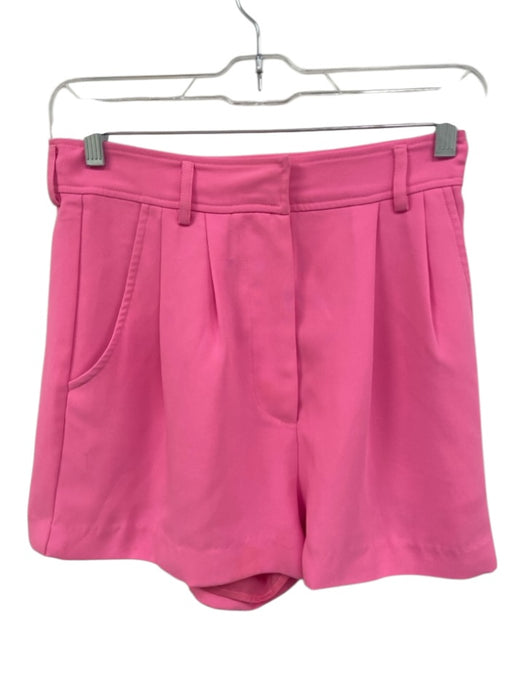 Amanda Uprichard Size S Pink Polyester Pleats Pockets High Waist Shorts Pink / S