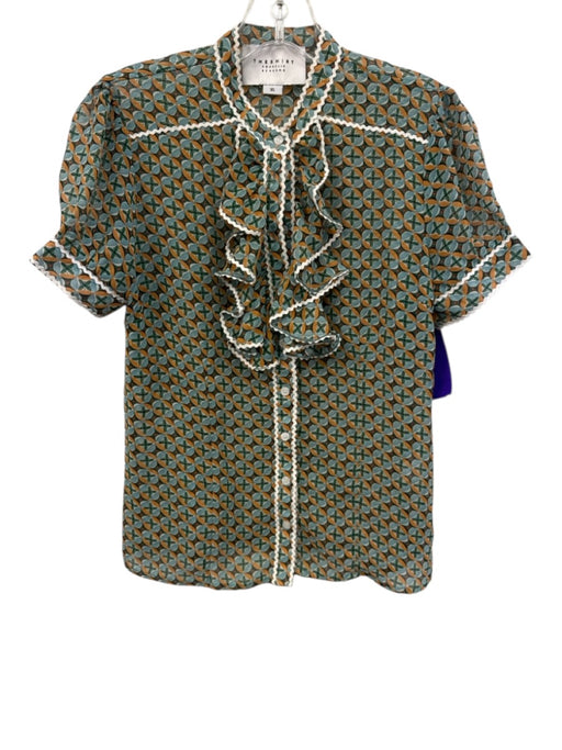 The Shirt Rochelle Behrens Size XS Green, Yellow & White Polyester Skirt Set Green, Yellow & White / XS