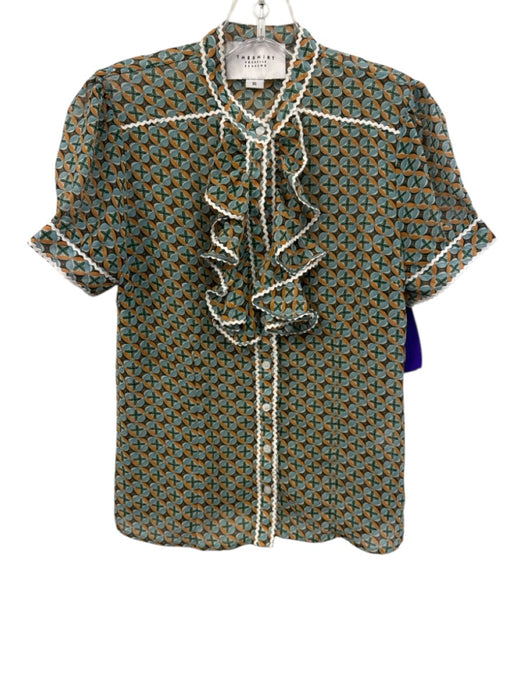 The Shirt Rochelle Behrens Size XS Green, Yellow & White Polyester Skirt Set Green, Yellow & White / XS
