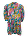 La Roque Size XS Green, Pink, Blue Cotton 3/4 Sleeve Abstract Button Up Dress Green, Pink, Blue / XS