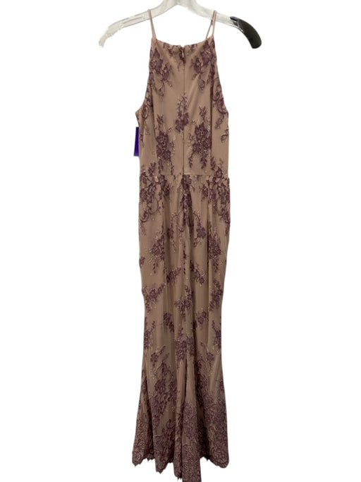 BHLDN Size 2 Mauve & Purple Nylon Blend Sleeveless Floral Lace high neck Gown Mauve & Purple / 2
