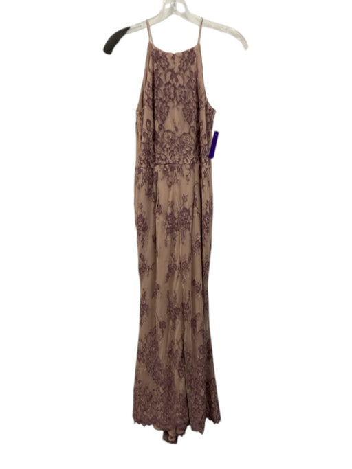 BHLDN Size 2 Mauve & Purple Nylon Blend Sleeveless Floral Lace high neck Gown Mauve & Purple / 2