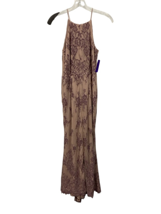 BHLDN Size 2 Mauve & Purple Nylon Blend Sleeveless Floral Lace high neck Gown Mauve & Purple / 2