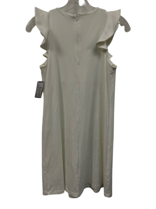 Susana Monaco Size S White Nylon Blend Ruffle Cap Sleeve High Neck A Line Dress White / S