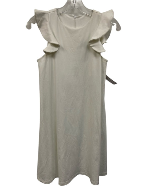 Susana Monaco Size S White Nylon Blend Ruffle Cap Sleeve High Neck A Line Dress White / S