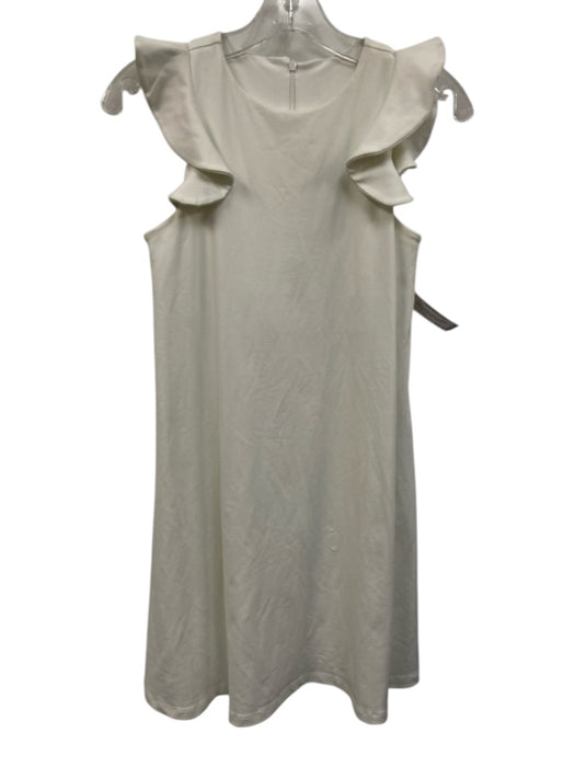 Susana Monaco Size S White Nylon Blend Ruffle Cap Sleeve High Neck A Line Dress White / S