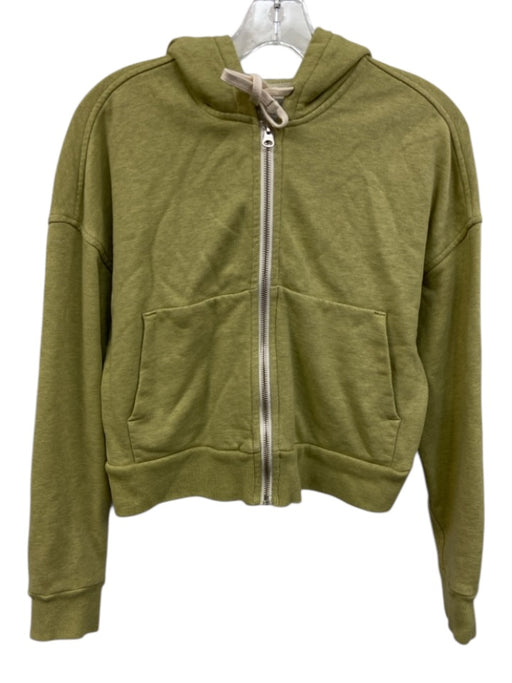 Everlane Size XXS Green Cotton Zip Up Heathered Front Pocket Hoodie Jacket Green / XXS