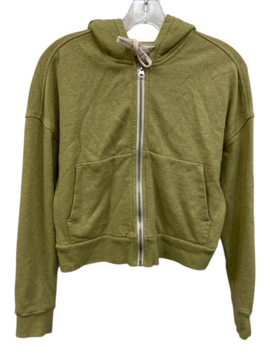 Everlane Size XXS Green Cotton Zip Up Heathered Front Pocket Hoodie Jacket Green / XXS