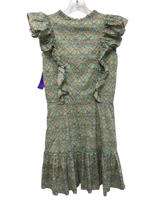 LaRoque Size S Green & Multi No Fabric Tag Botanical Ruffle Cap Sleeve Dress Green & Multi / S