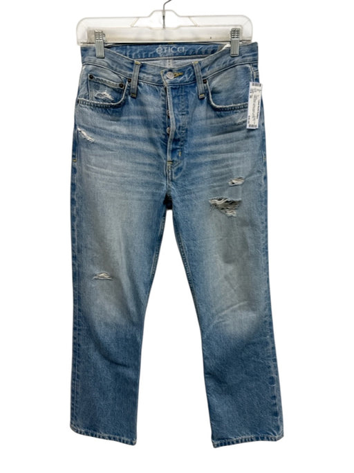 Etica Size 26 Light Wash Cotton Denim Button Fly Distressed Slim Straight Jeans Light Wash / 26