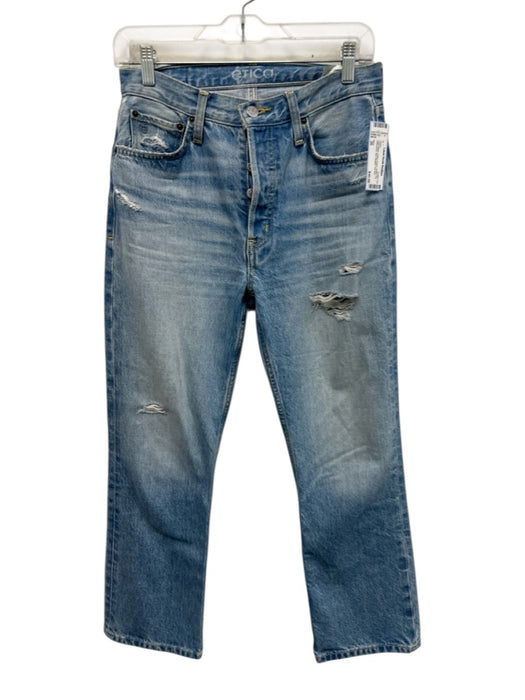 Etica Size 26 Light Wash Cotton Denim Button Fly Distressed Slim Straight Jeans Light Wash / 26